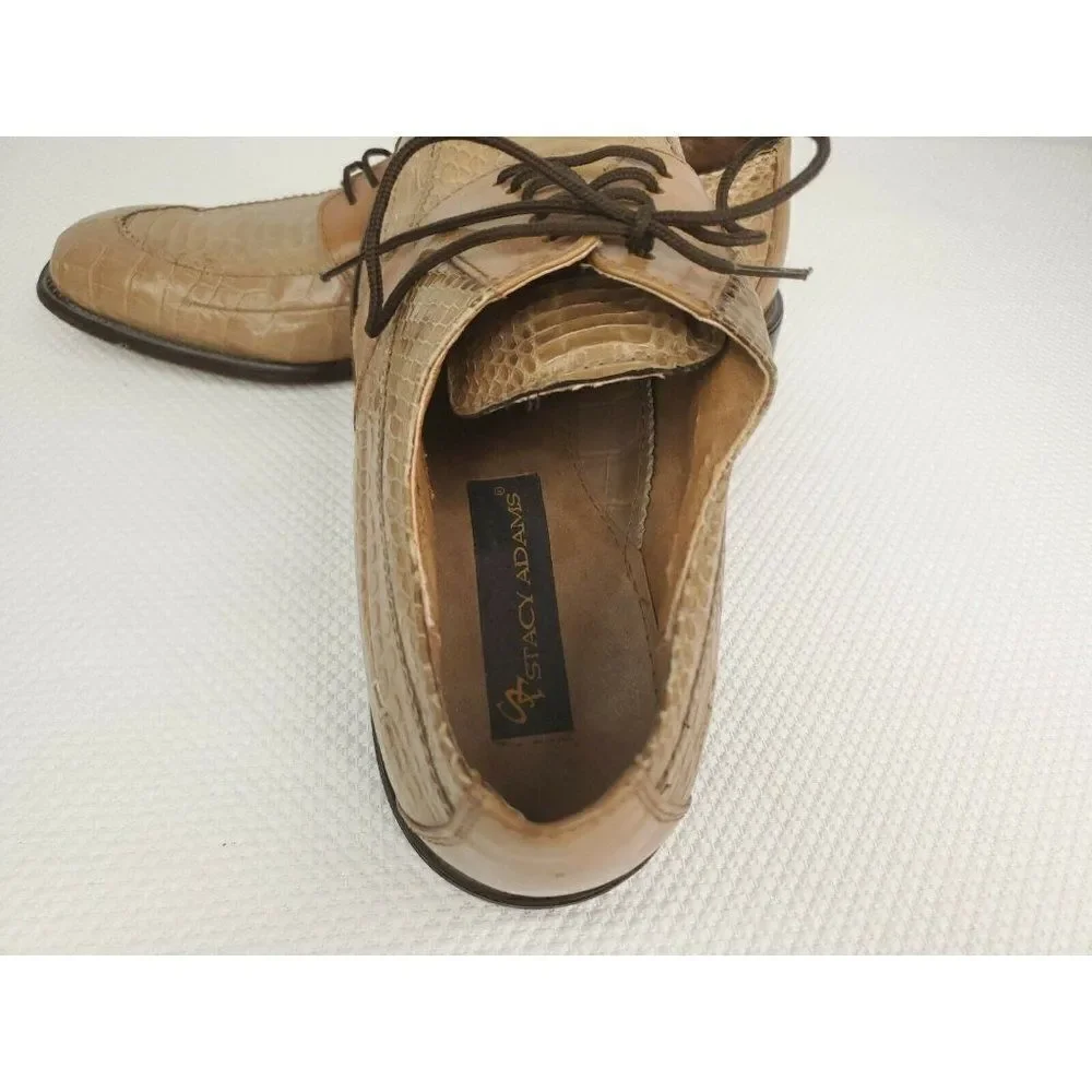 Vintage Stacy Adams Genuine Snakeskin Lace Up Men's Shoes Tan Size 9 Oxfords
